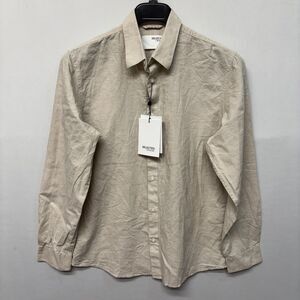 NWT Selected Homme Men Long Sleeve Button Shirt Size 16.5 Linen Blend D029 -15